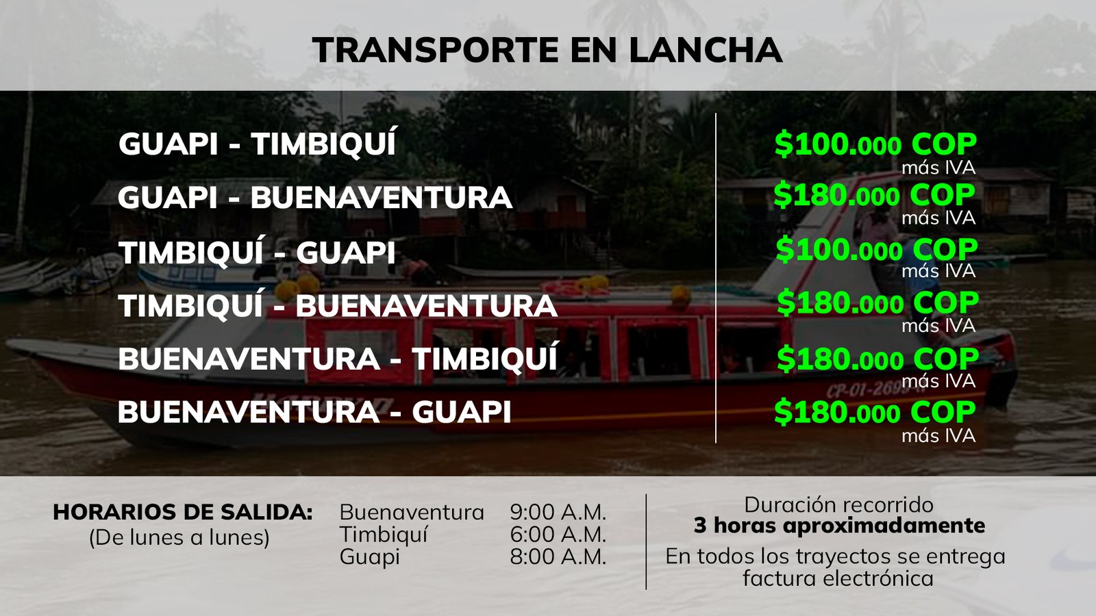 transporte en lancha